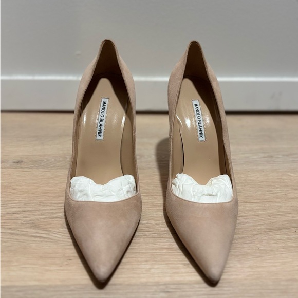 Manolo Blahnik Suede Beige BB 105mm - Picture 2 of 7